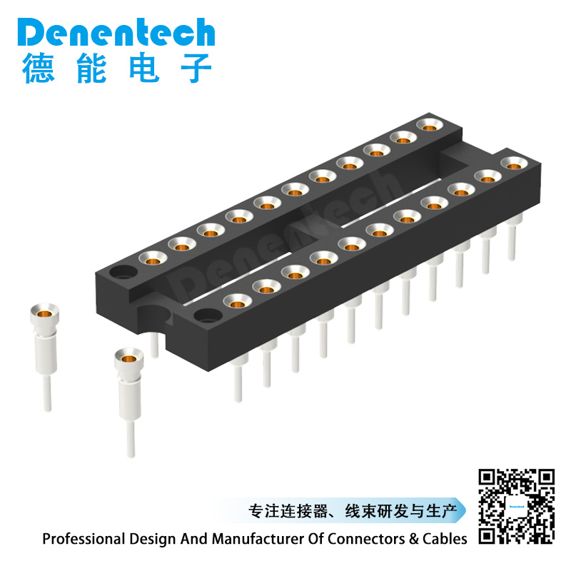 Denentech high quality 2.54MM machined IC socket H3.0MM  L7.43MM dual row machined pin female header 
